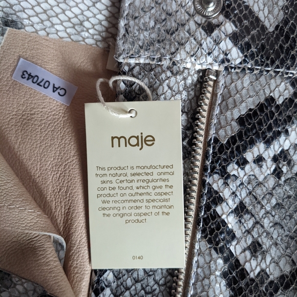 Maje snake print genuine leather mini skirt NWT - Picture 6 of 8